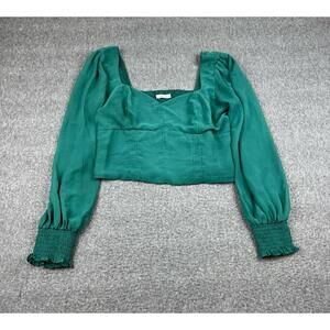 Abercrombie and Fitch Elegant Green Cropped Blouse Size Large